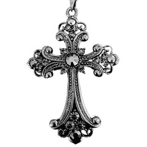 Beautiful Silver Cross Pendant Necklace 15"